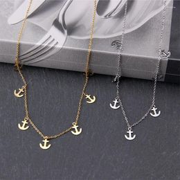 Chokers Stainless Steel Tassels Non-fading Necklace For Women Neck Chains Choker Jewellery Women's Gold Silver Colour Anchor Necklack Heal22