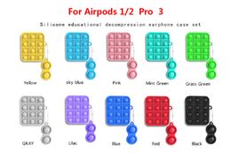 For Airpods 1 2 Pro 3 Case Fidget Push Education Decompression Toys Wireless Bluetooth Earphone Protective Sleeve