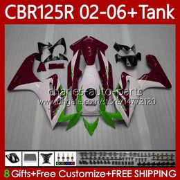 Body +Tank cover For HONDA CBR-125R 125CC CBR125RR CBR 125 R CC 02-06 Dark red Bodywork 124No.40 CBR-125 CBR125R 02 03 04 05 06 CBR 125R 2002 2003 2004 2005 2006 Fairing