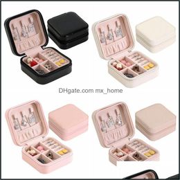 Storage Boxes Bins Home Organization Housekee Garden New Box Travel Jewelry Organizer Pu Leather Display Case Necklace Earrings Rings Hold