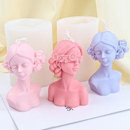 Glamour Blindfolded Girl Portrait Silicone Candle Mold DIY Rose Human Body Making Soap Resin Gifts Craft Home Decor W220411