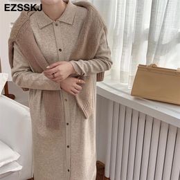 straight autumn winter loose long sweater dres split side oversize maix dress female basic 220402