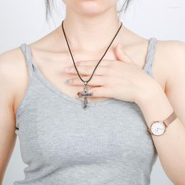 Pendant Necklaces Nordic Style Cross Jesus Couple Necklace Sweater Chain NecklacePendant Sidn22