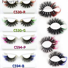 False Eyelashes Eye End Elongated Style Colour Red Pink Blue Mink Lashes Dramatic Colourful Natural Extension Make Up Fake EyelashFalse