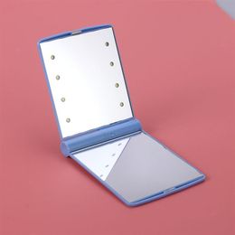 Compact Mirrors 1pc 8-LED Light Makeup Mirror Portable Cosmetic Mini Folding Pocket LED MirrorCompact