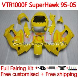 Body Kit For HONDA VTR1000F SuperHawk VTR1000 111No.2 VTR 1000 F 1000F 97 98 99 00 01 02 03 04 05 VTR-1000F 1997 1998 1999 2000 2001 2002 2003 2004 2005 Fairing all yellow