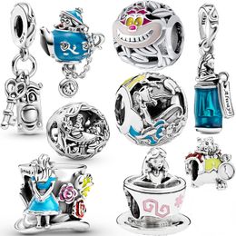 Trendsetting New 925 Sterling Silver Beading Alice In Wonderland Original Pandora Charm Bracelet DIY Jewellery Pendant for Women