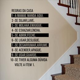 Wall Stickers Creative Home Decoration Portuguese Language House Rules Art Decal Removable Family Rule Sticker Poster AZ389Wall StickersWall