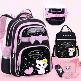 Backpack Waterproof School Bags for Girls Kids Bag Cat Cartoon Orthopaedic Children Mochila Escolar 220628