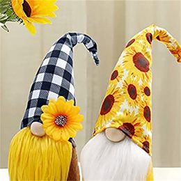 Plush Bearded Faceless Doll Party Decorations Gnomes Elf Plush Toy Plaid Sunflower Hat Garden Home Festival Accessories Cute Thanksgiving 10 8gl Q2