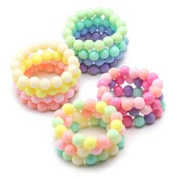Children Girls Charm Bracelet Kids Cute Mini Colourful Pearl Bead Elastic Bracelets Toys Jewellery Wristbands Party Decor