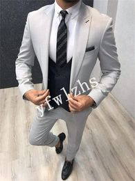 Wedding Tuxedos One Button Men Suits Groomsmen Peak Lapel Groom Tuxedos Wedding/Prom Man Blazer ( Jacket+Pants+Vest+Tie) W917