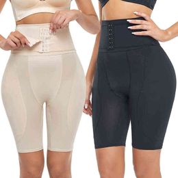 Fake butt lift pants full hips full crotch body shaping high waist breasted tummy tucks sponge padded body tight waist tight pan Y220411