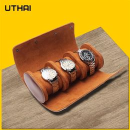 Men and Women Multifunctional 3Grids leather storage packaging wrist watch box UTHAI U06 220624