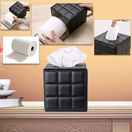 Pu Leather Box , Square Napkin Pumping Paper Case Dispenser, Facial Tissue Holder With Magnetic Bottom