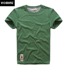 VOMINT Mens Short Sleeve T-shirt Print T-Shirt Cotton Multi Pure Colour Fancy Yarns T Shirt male Colour grey green lblue 220325
