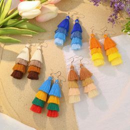 Dangle & Chandelier Bohemian Boho Multi-Layer Tassel Earrings Summer Women's Long Fringe Drop Hanging AccessoriesDangle