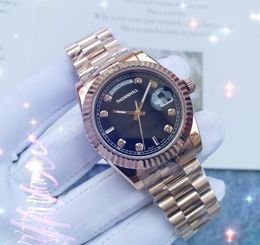Popular Rose Gold Black Time Week Date Women Watch 36MM Mechanical Automatic Movement 904L Stainless Steel Self-wind Favourite Christmas gift Watches