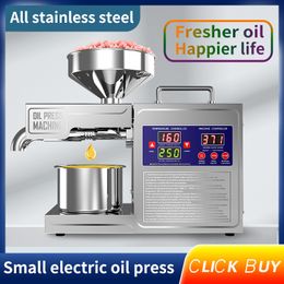 Oil Pressers LED Upgraded Digital Hydraulic Press Stainless Steel Carrielin Temperature Control Sesame Peanut Butter Peanut Sunflower Seeds Almond