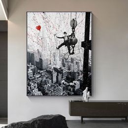 Love Balloon Modern Graffiti Art Canvas Painting Poster Print Wall Art Picture For Living Room Home Decor Frameless