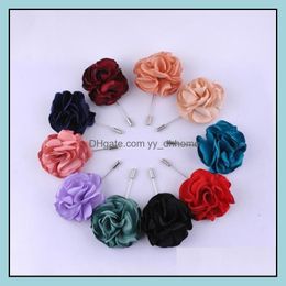 Pins Brooches Jewellery Ribbon Lapel Flower Rose Handmade Boutonniere Brooch Pin Mens Accessories Pins 0405Wh Drop Delivery 2021 3Qy5Q