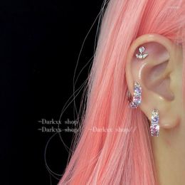 Stud Y2K Aesthetic Shining Zircon Titanium Steel Earrings For Woman Purple Pink Ear Jewellery WholesaleStud Mill22