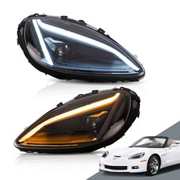 Car Head Lamp For Chevrolet Corvette C6 LED Headlights 2005-2013 Dual Beam Lens Turn Signal Lights