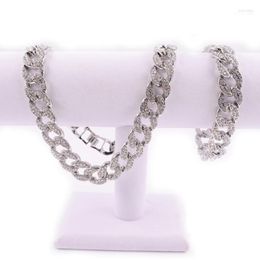 Chokers Fashion Jewellery Unisex Necklace Iced Out Bling Hip Hop USA Design Miami Cuban Link Chain Silver Colour Men's 16inch 18nch Chocker Sid