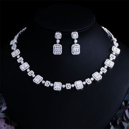 CWWZircons Luxury African Cubic Zirconia Pave White Gold Colour Bridal Wedding Jewellery Set for Women Party Dress Accessories T548 220726
