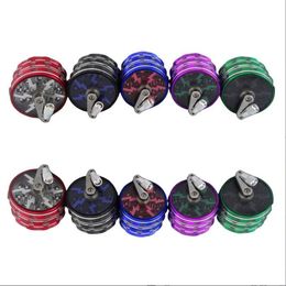 Hand Crank Metal Tobacco Smoking Herb Grinder 63mm Aluminium Alloy With Clear Top Window Lighting Crusher Abrader Grinders