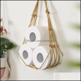 Storage Bags Home Organization Housekee Garden Hanging Rack Bag Hollow Space-Saving Cotton Line Toilet Paper Rope For Drop Delivery 2021 O