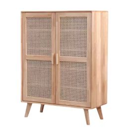 Living Room Furniture Pure Solid Wood Rattan Woven Shoe Cabinet Modern Simple Hall Porch Large Capacity Storage Cabinet Nordic Small House N