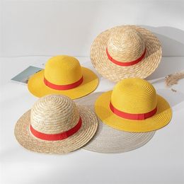 31 35cm Luffy Hat Straw Performance Animation Cosplay Sun Protection Accessories Summer s For Women 220712