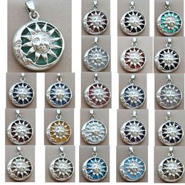 Pendant Necklaces Jaspe Lava Sun Blue Sand Howlite Unakite Opal Lapis Lazuli Crystal Rhodorite Aventurine Round Art Bead WB937Pendant