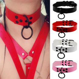 Chokers Women Gothic Necklace O Ring Sexy Punk Choker Collar Leather Cosplay Goth Jewellery Harajuku Accessories Heal22