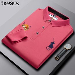 Caesars Men's Spring Long Sleeve Paul Polo Shirt Men's Business T-shirt Men's Solid Color Base Top 220402
