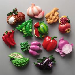3D Simülasyon kırsal sebzeler meyveler buzdolabı manyetik çıkartmalar buzdolabı mıknatısları karpuz soğan patlıcan biber sevimli model