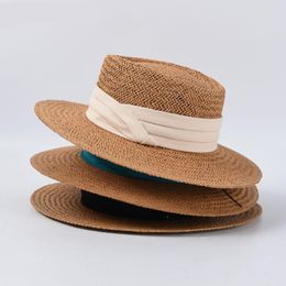 Summer Celebrity Style Women Wide Brim Straw Hat Fashion Chapeau Lady Sun Hats Boater Wheat Panama Elegant Beach Caps Oliv22