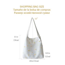 Evening Bags Small Canvas Bags for Women Girls Shopper Designer Handbag Casual Embroidery with Daisy het Cute Mesh Shoulder Tote Bag Z230703