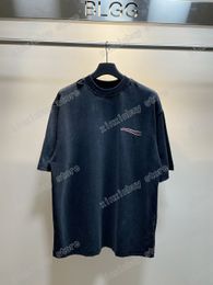 22ss Men Women Designers t shirts DESTROYED Paris sea wave embroidery short sleeve Crew Neck Streetwear black xinxinbuy XS-L