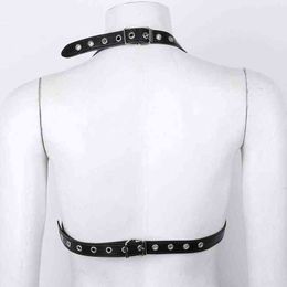 Nxy Sm Bondage Harnas Beha Open Cup for Womens Lingerie Gothic Chest Leather Belt Erotic Sex Toys Couples Bdsm Rope 1216