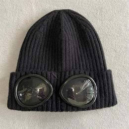 Caps Winter Hat Two GOGGLE Beanie Caps Men Women Designer Wool Knitted Glasses Cap Outdoor Sports Hats Uniesex Beanies