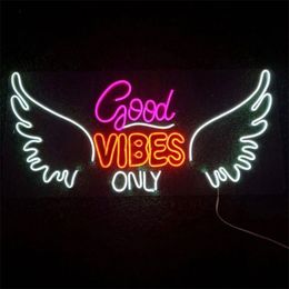 OHANEONK Good Vibes Only Custom Led Neon Lights for Home Bed Room Decoration Wall Lights Decor Name Personalised 220623