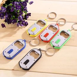 100pcs 3 in 1 Beer Can Bottle Opener LED Light Lamp Key Chain Key Ring Keychain Mixed C0823