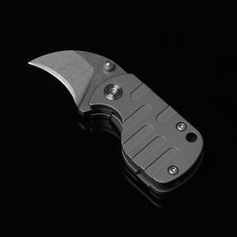Small Pocket Folding Knife S35VN Drop Point Stone Wash Blade TC4 Titanium Alloy Handle Ball Bearing EDC Knives