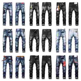 2022 Mens Rips Stretch Jeans neri Fashion Slim Fit Washed Moto Denim Pantaloni con pannelli Hip HOP Vendita di jeans skinny per uomo designer nuovi pantaloni B5 taglia 30-38