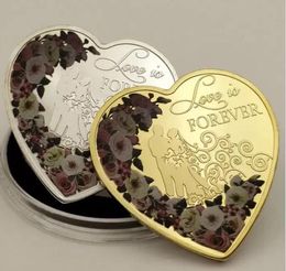 wealth box Canada - Heartshaped commemorative specialshaped gold and silver coin lover foreign currency Niue rose love coin wedding