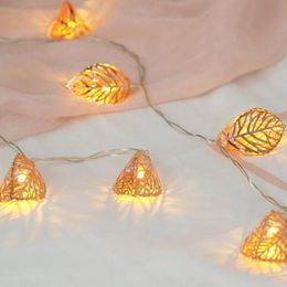 Strings Rose Gold Leaf Fairy String Lights Colour Temperature 3000kled Copper Garland Lamp Festival Decoration Iron LightLED LED