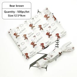 Gift Wrap 500pcs/lot Simple Style Brown Bear Airplane Decoration Nougat Wrapping Paper Baby Party Handmade DIY Cellophane WrappingGift