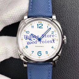 42mm Watches Men's Watch Men Automatic Cal.OPXXXIV Movement Ivory White Dial 906 Power Reserve Sport Blue Leather VSF Factory Pam Calendar Date Officine Wristwatches